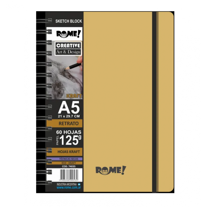 CUADERNO ROME 74035 A5 RETRATO X60HJS 125GRS LISO KRAFT