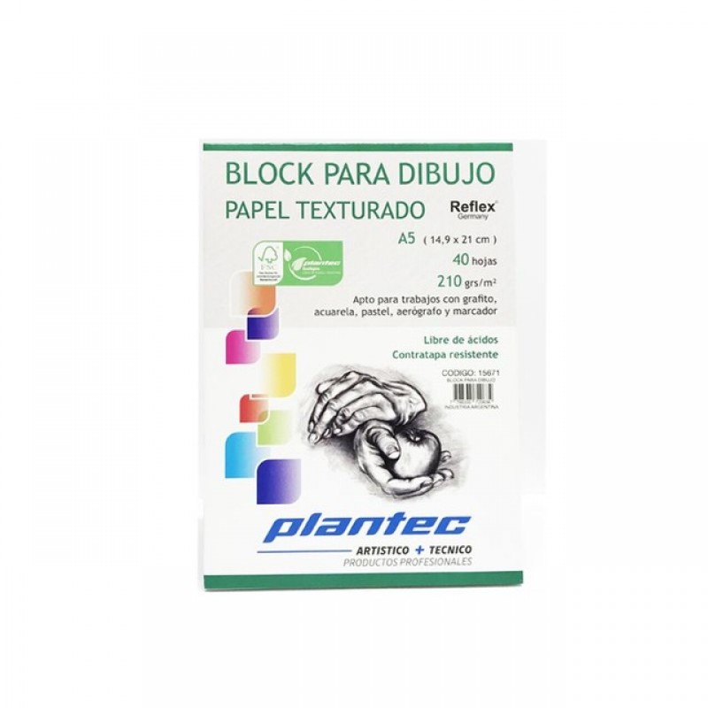 BLOCK PLANTEC A5 TEXTURADO 210 GRS X 40HJS